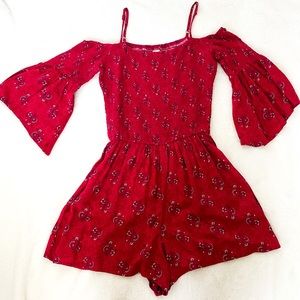 Hollister red paisley pattern romper